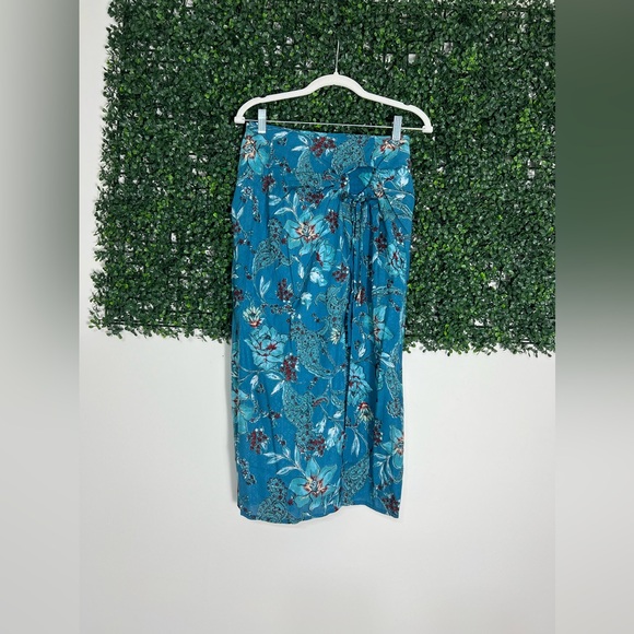 NWT Band Of the Free CELENE TEAL FLORAL LAYERED MIDI SKIRT Size Medium - Picture 3 of 13